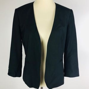 Theory 10 Open Front Jet Black Wool Open Blazer 10